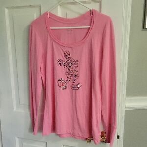 Disney Pink Long Sleeve Tee with Mickey Design